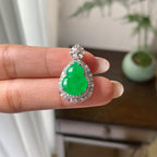 18k金钻镶冰种翠绿葫芦戒指/吊坠（两用款）（yc286403）