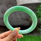 大圈口       细糯种满绿圆条手镯59.3圈             天然缅甸A货翡翠（yc392737）