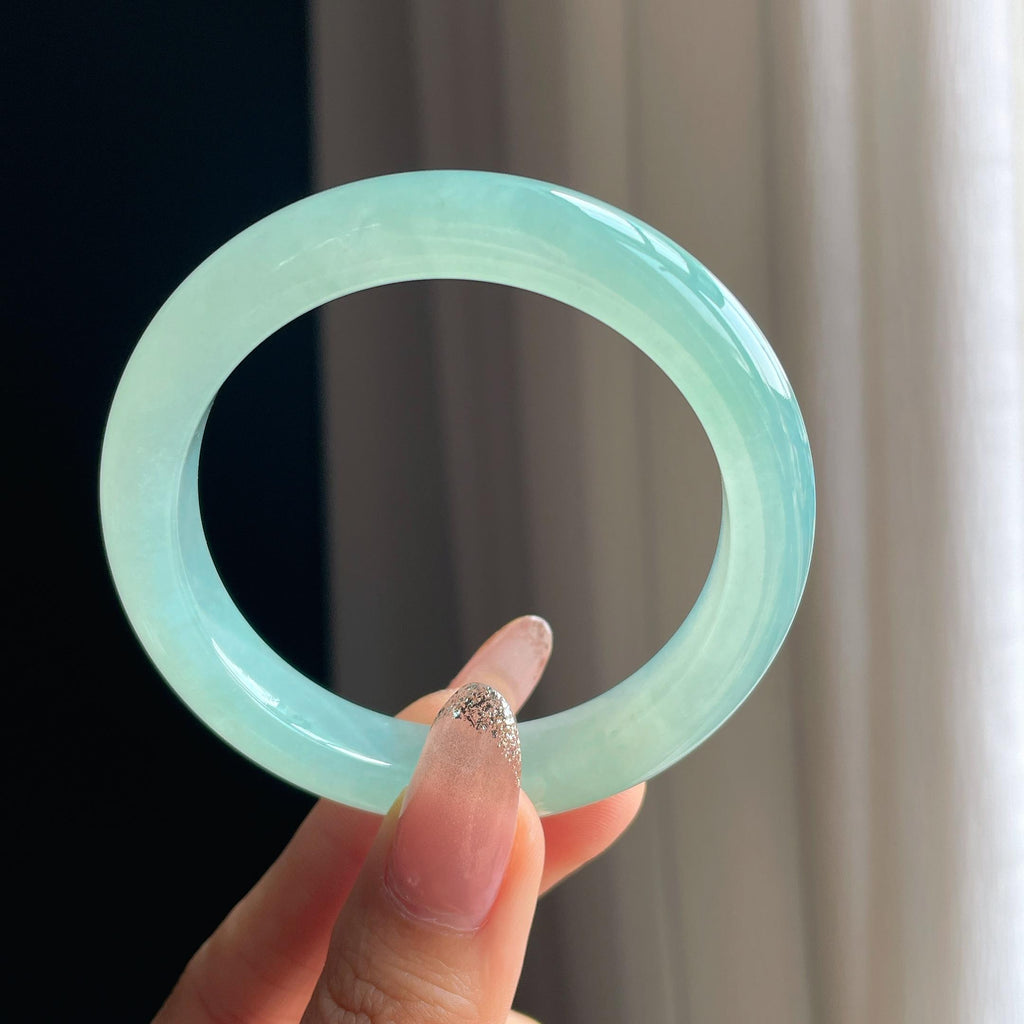 冰种晴绿底翡翠平安镯（52.5mm）（yc361648）