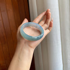 冰种蓝紫宽版翡翠平安镯（57.5mm）（yc325737）