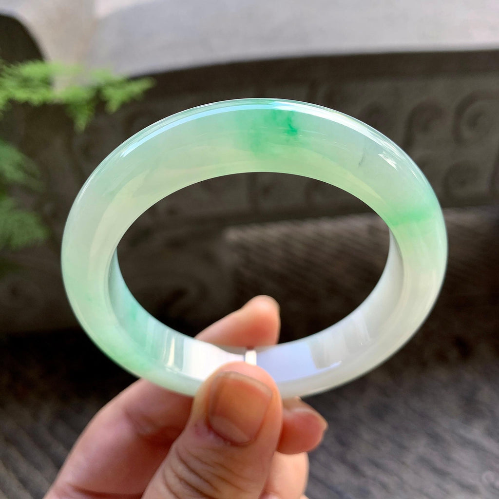 细糯种飘绿平安镯（54.2mm）（yc202373）