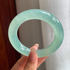 冰种晴底翡翠胖圆条手镯（55mm）（yc190546）