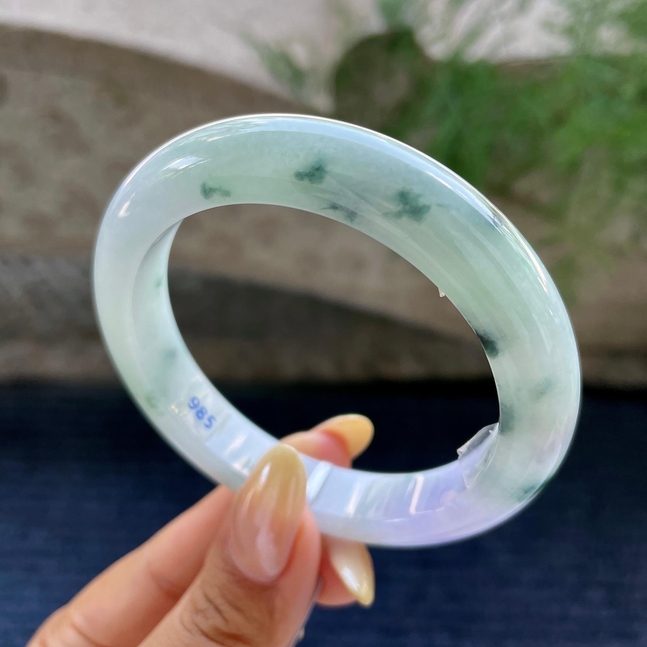 大圈口 细糯种紫罗兰飘花正圈平安镯58圈 天然缅甸A糊哦非常（yc466818）