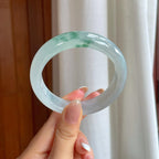 冰种飘花宽版翡翠平安镯（58.2mm)（yc391409）