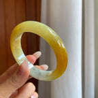 糯冰黄翡翡翠平安镯（58mm）（yc268219）