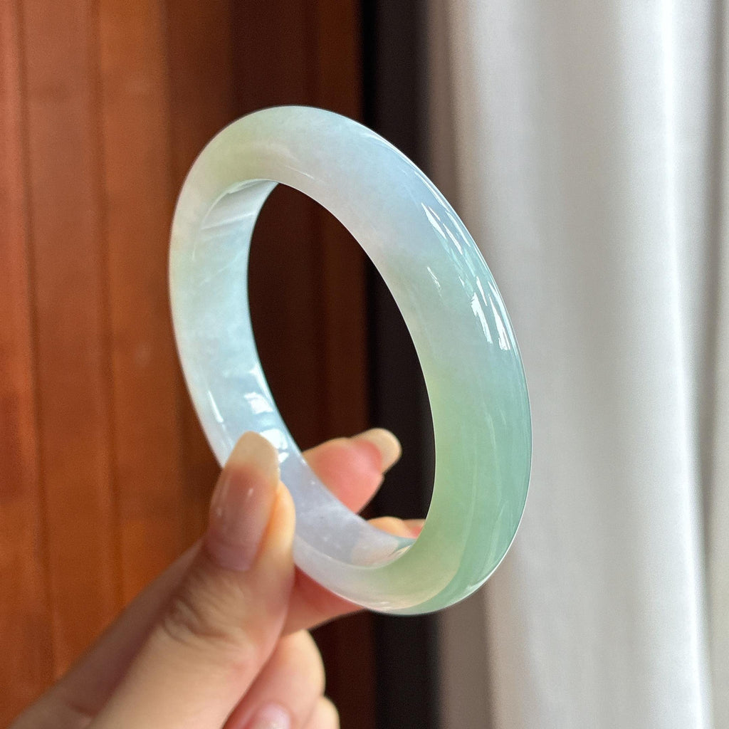 糯冰晴底正圈平安镯 56圈 天然缅甸A货翡翠（yc457748）