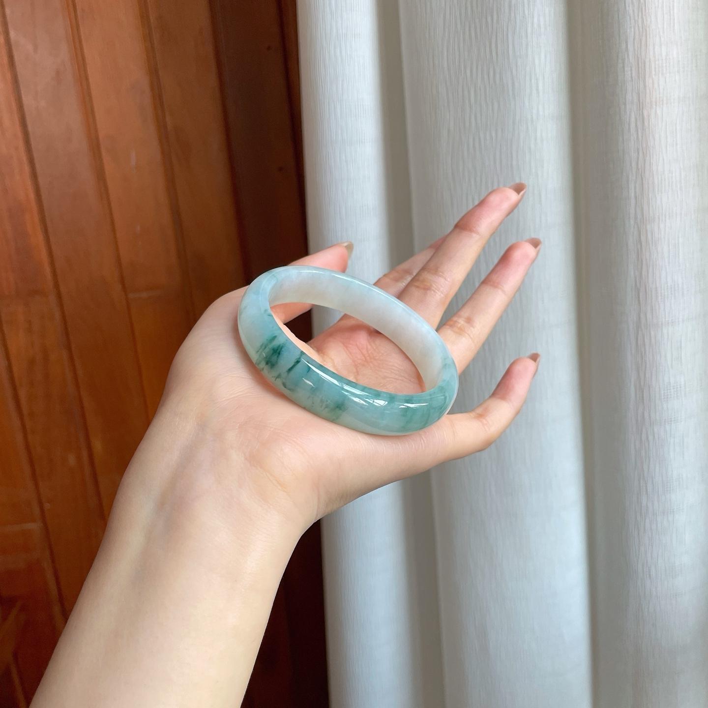 糯冰飘花翡翠平安镯（57mm)（yc362667）