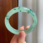 冰种飘花翡翠平安镯（55.4mm)（yc329479）