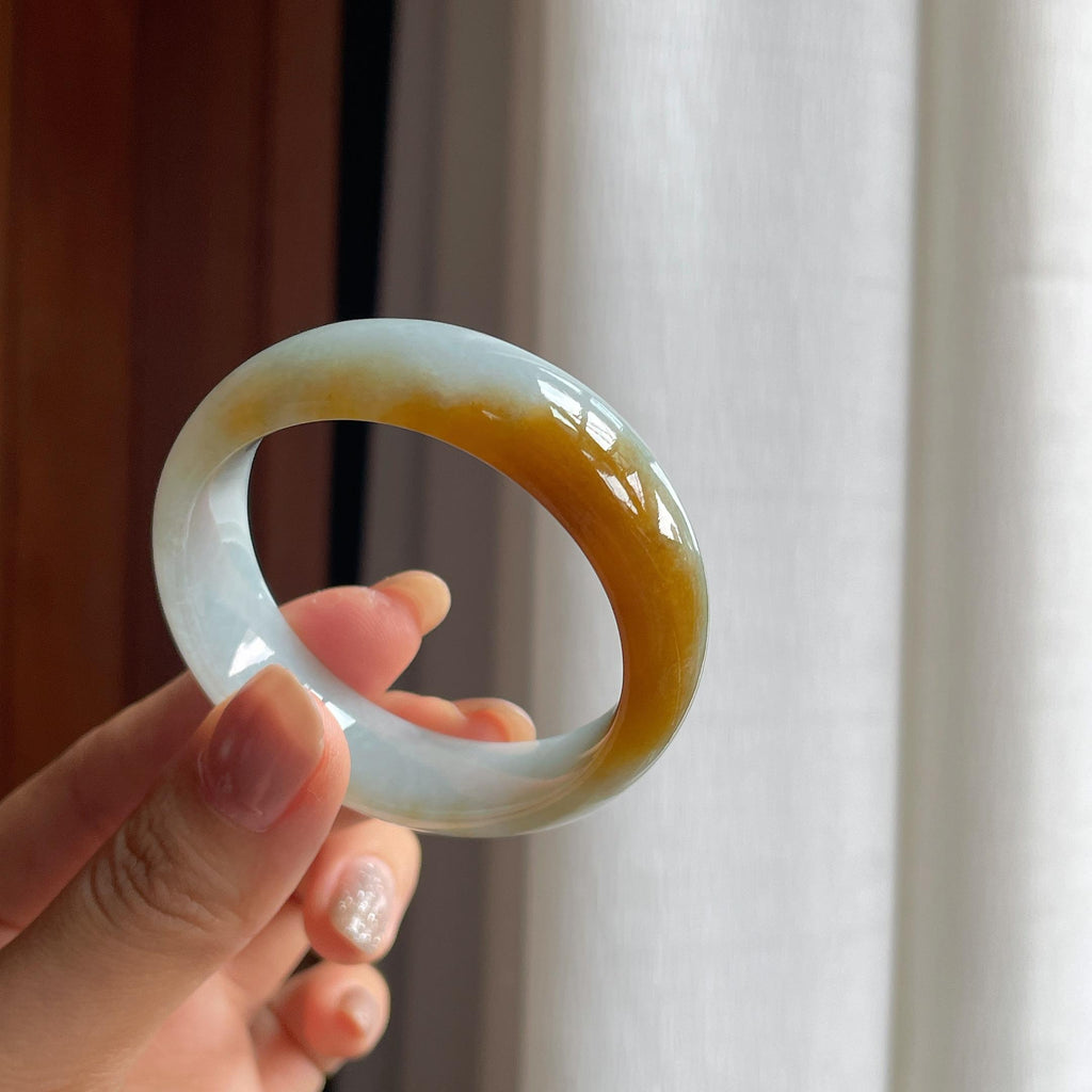 糯冰黄翡翡翠贵妃镯(51mm)（yc413636）