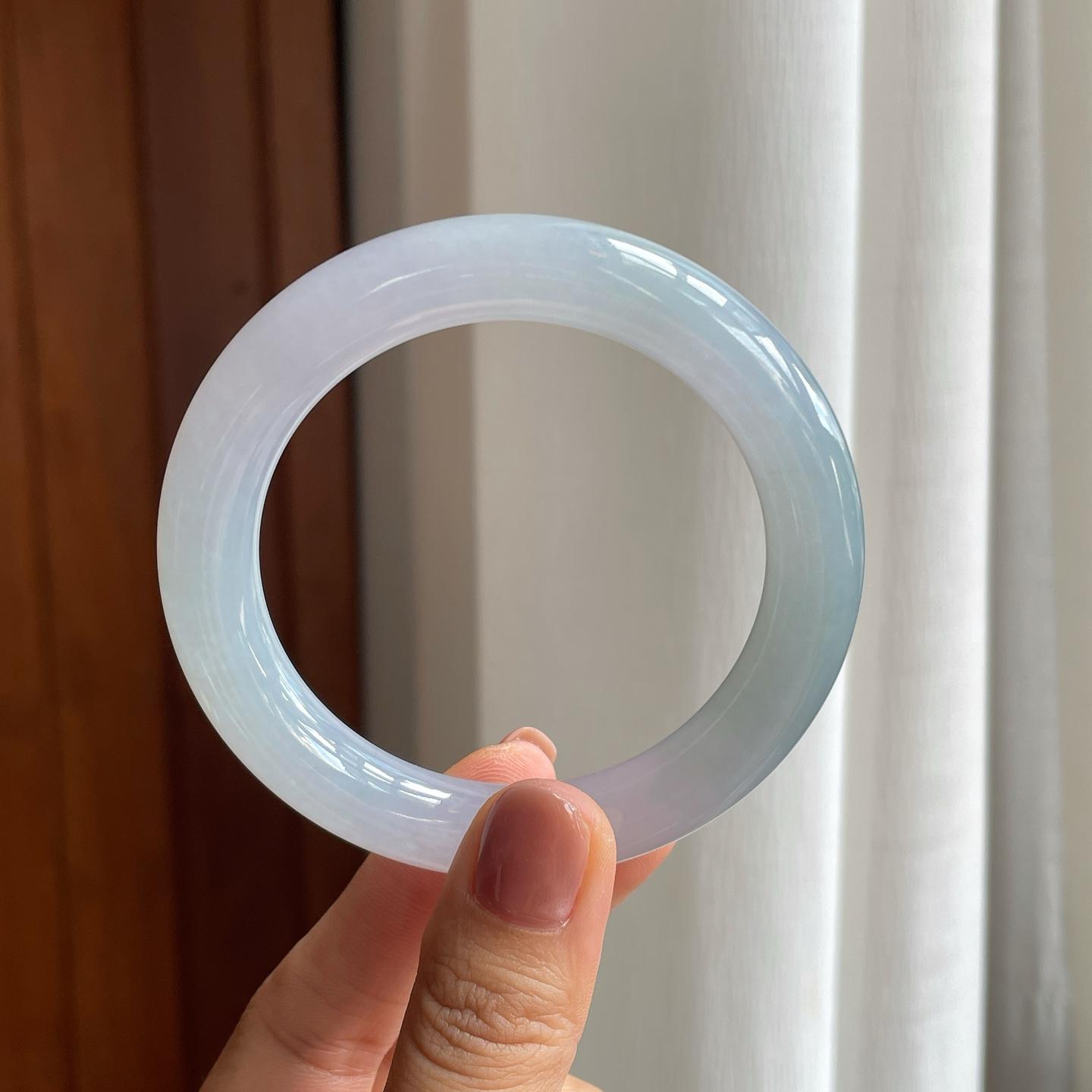 冰种淡紫底翡翠圆条手镯（56.5mm）（yc277389）