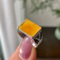 18k金钻镶冰种黄翡马鞍戒指   天然缅甸A货翡翠（yc319068）