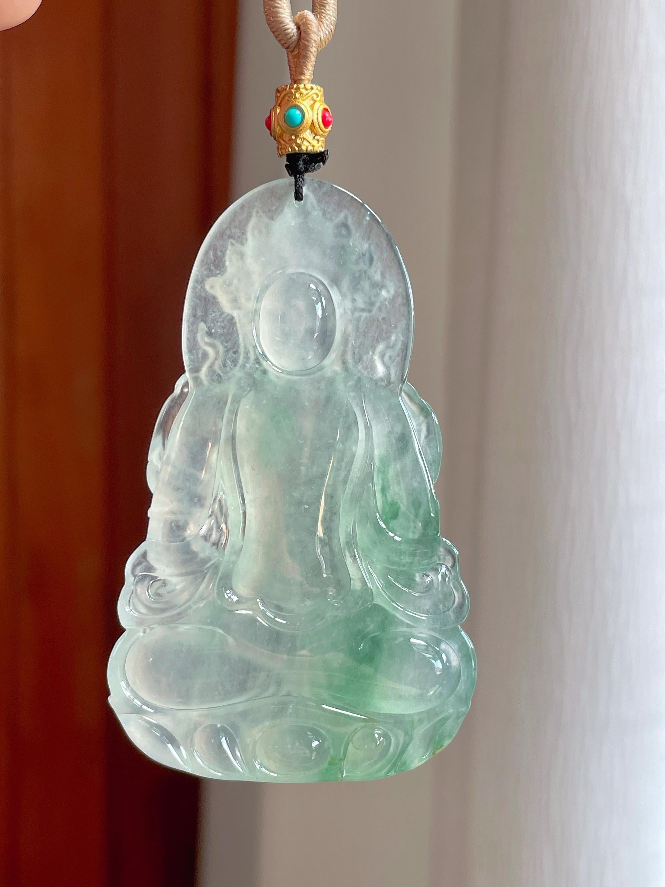 冰种飘花翡翠度母（yc328052）