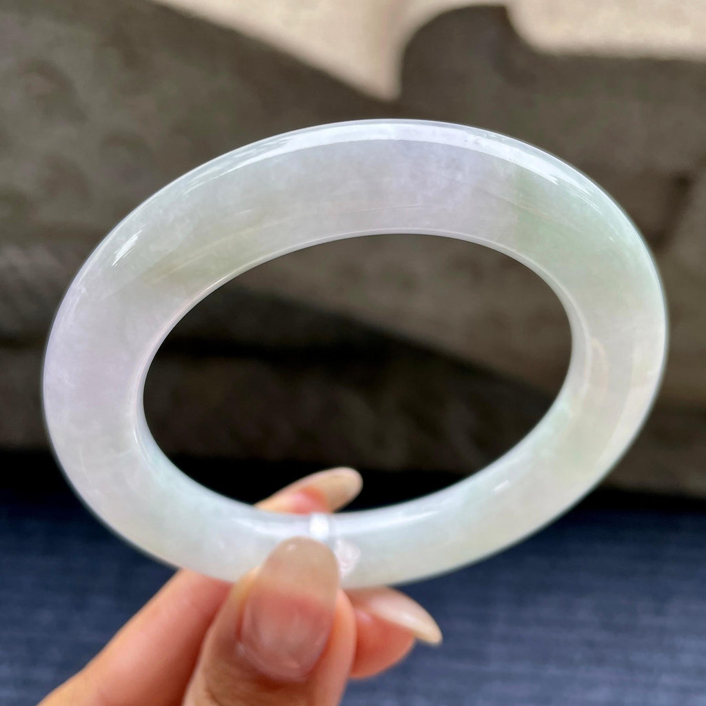 细糯种淡紫罗兰圆条手镯54圈口   天然缅甸A货翡翠（yc345819）