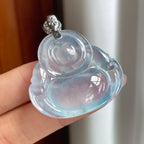 18k金扣冰种蓝紫底翡翠佛公（yc196026）