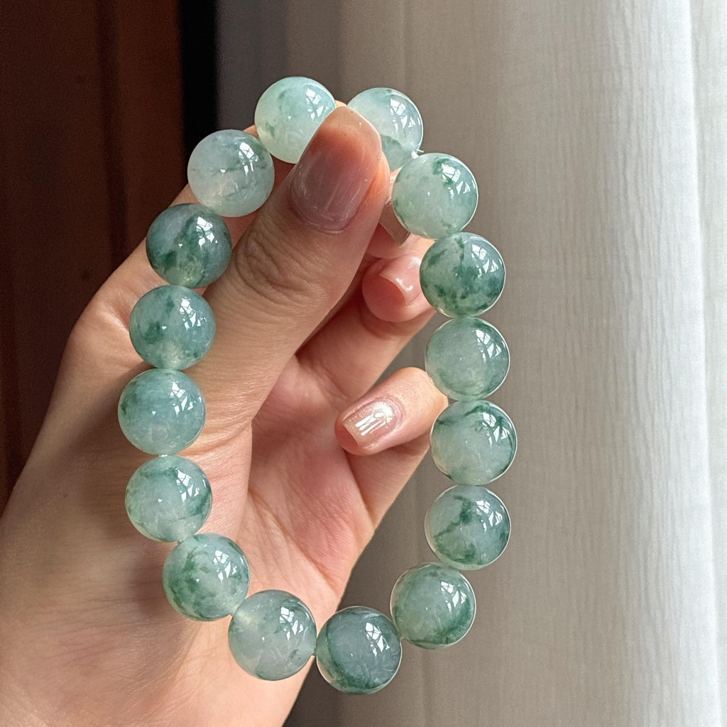 糯冰飘花翡翠珠串手串（yc430577）