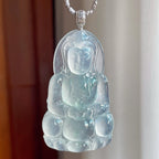 18k金扣冰种带底色翡翠观音（yc193401）