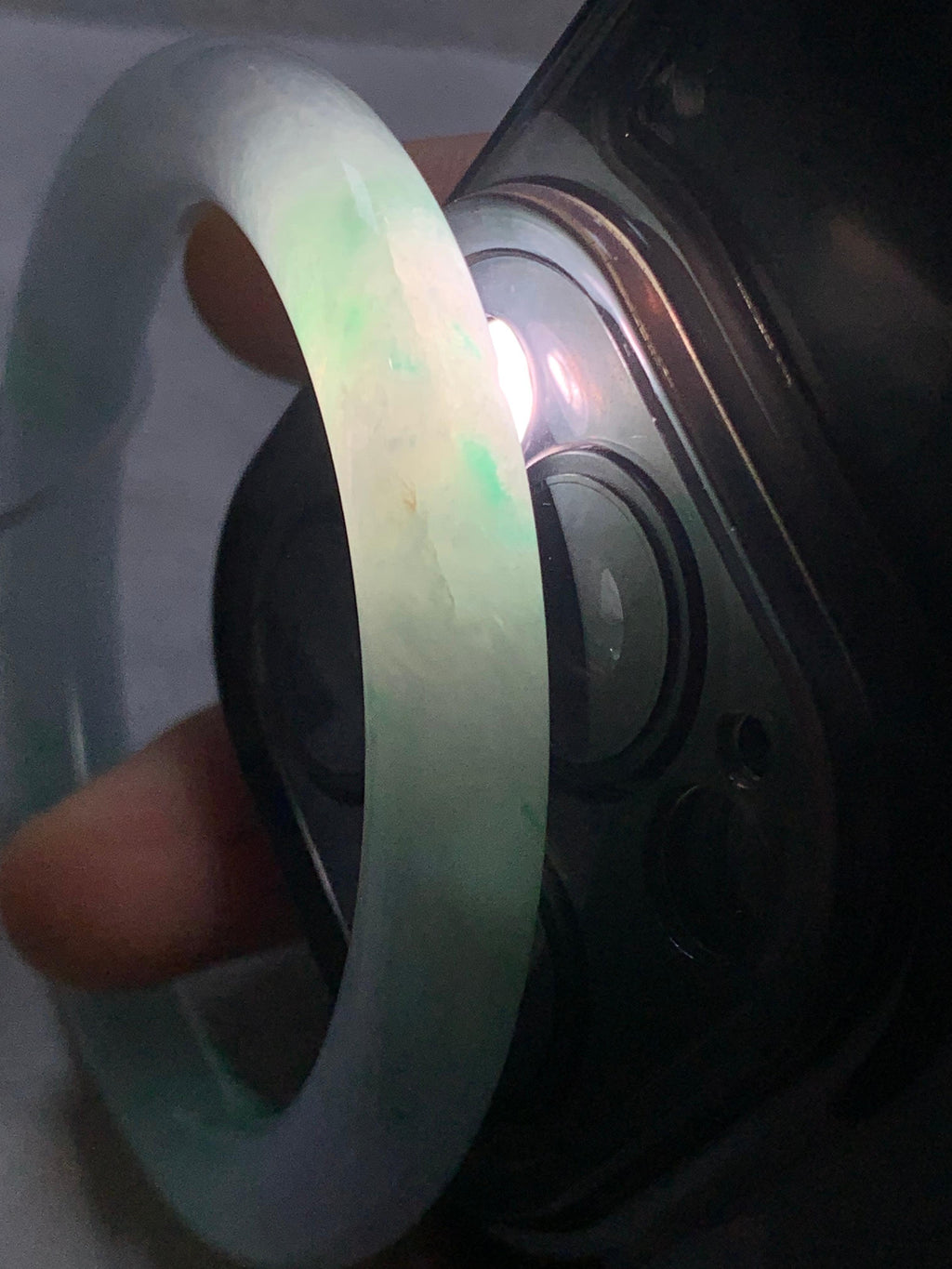 糯冰种春彩圆条手镯（50.7mm）（yc290976）