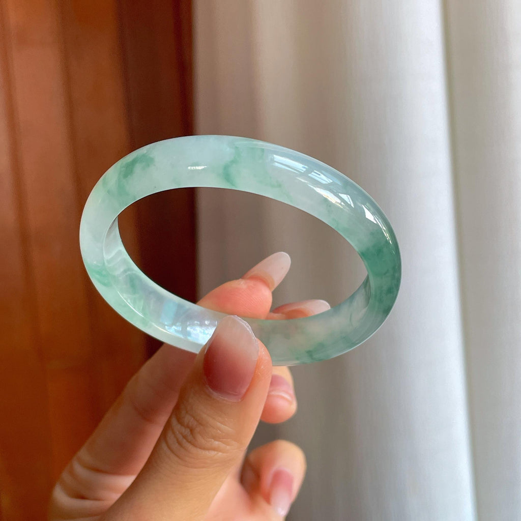 冰种飘花翡翠贵妃镯（55mm）（yc312044）