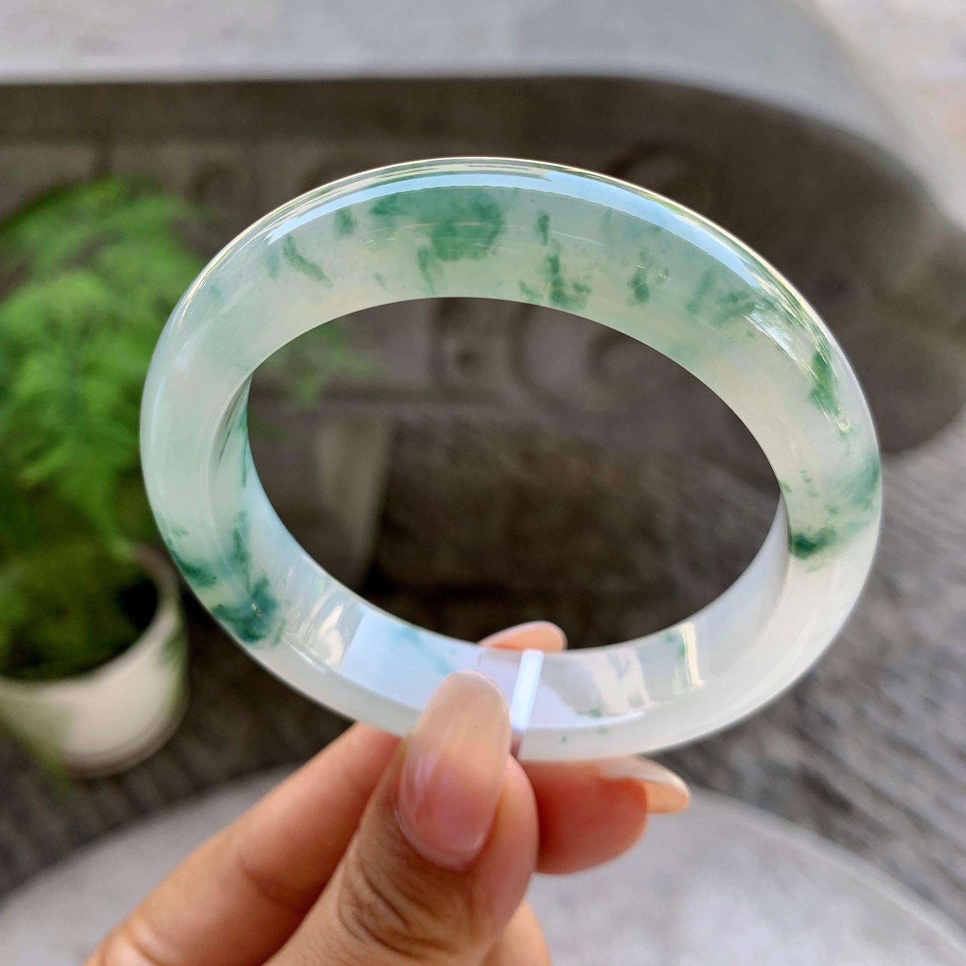 细糯种飘花平安镯（55.3mm）（yc199568）