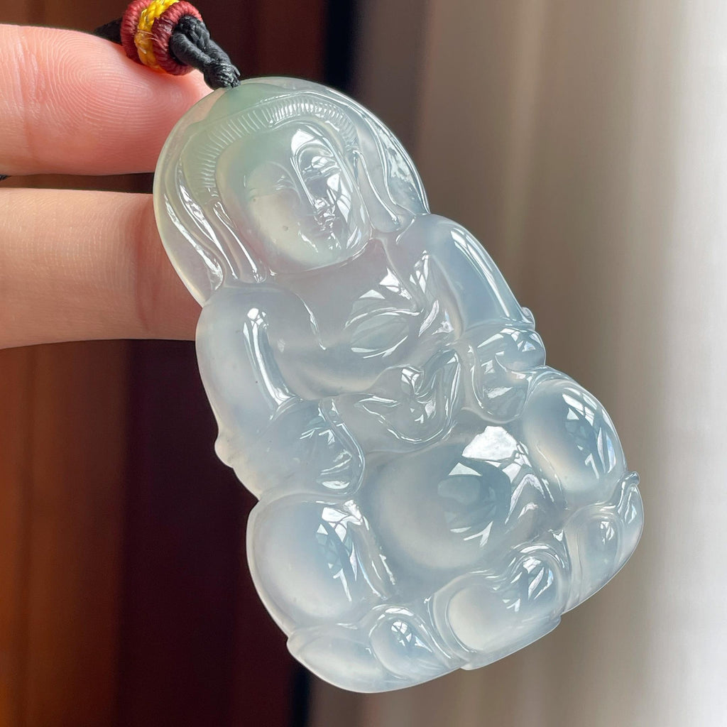 冰种淡底色观音挂件 天然A货缅甸翡翠（yc455586）