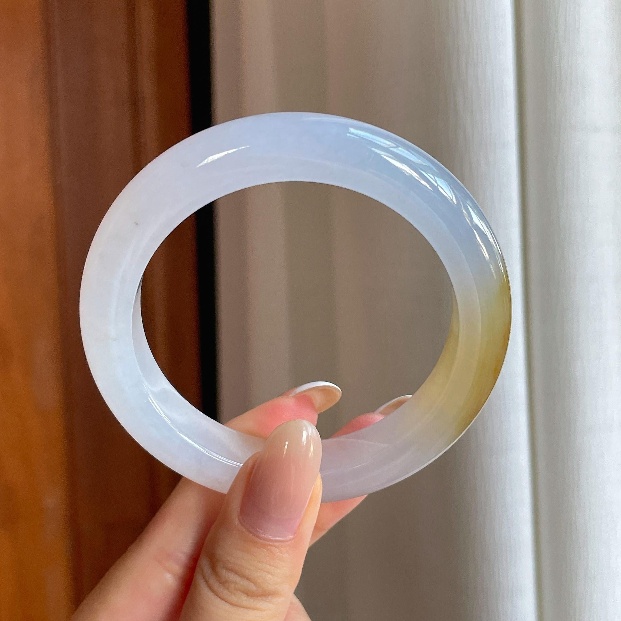 冰种黄翡翡翠平安镯（56mm)（yc416419）