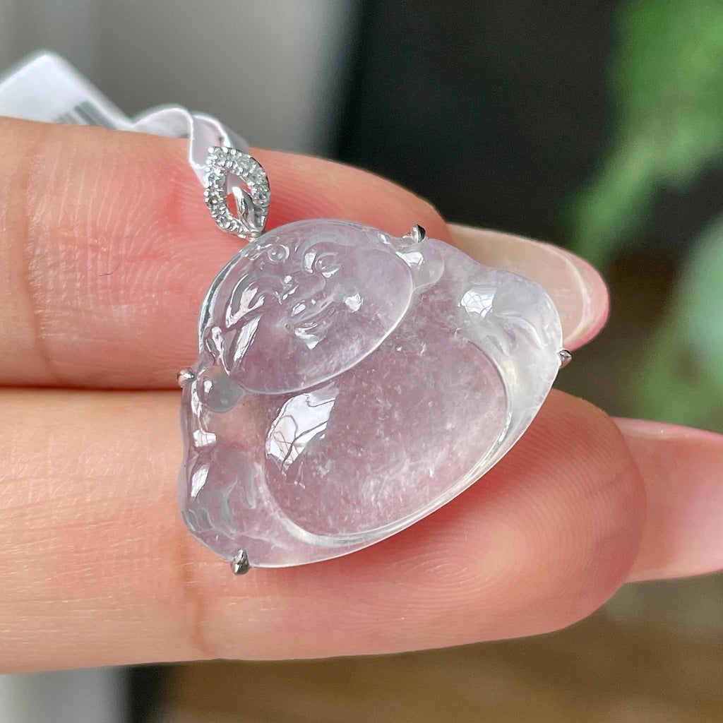 18k金钻镶高冰种无色佛公吊坠      天然缅甸A货翡翠（yc429723）