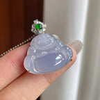 18k金钻镶糯冰紫罗兰翡翠佛公（yc263544）