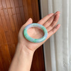 糯冰紫底带色翡翠平安镯（53mm）（yc400228）
