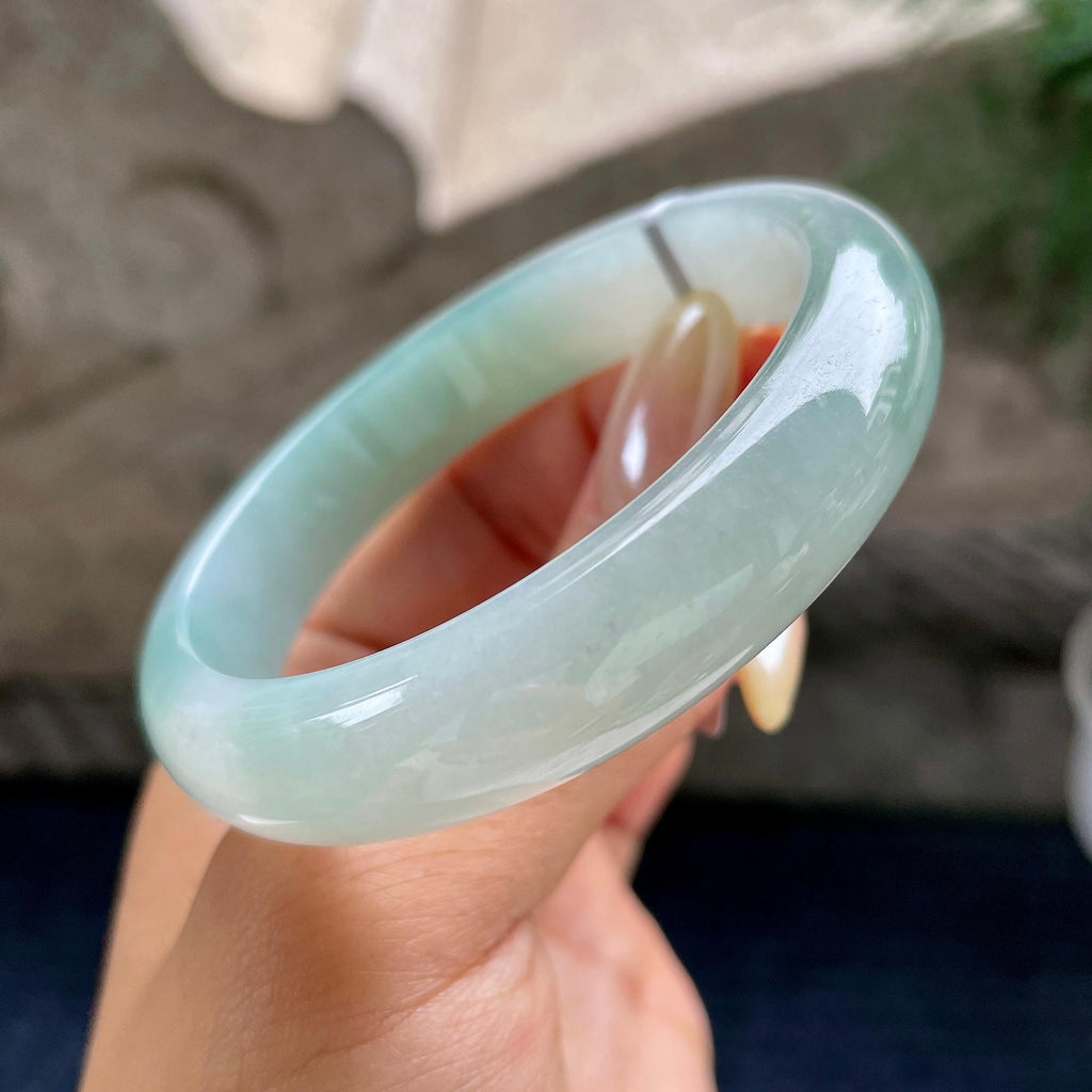 细糯种蓝底正圈平安镯56圈 天然缅甸A货翡翠（yc460738）