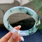 大圈口    细糯种飘花正圈平安镯    58圈    天然缅甸A货翡翠（yc416448）