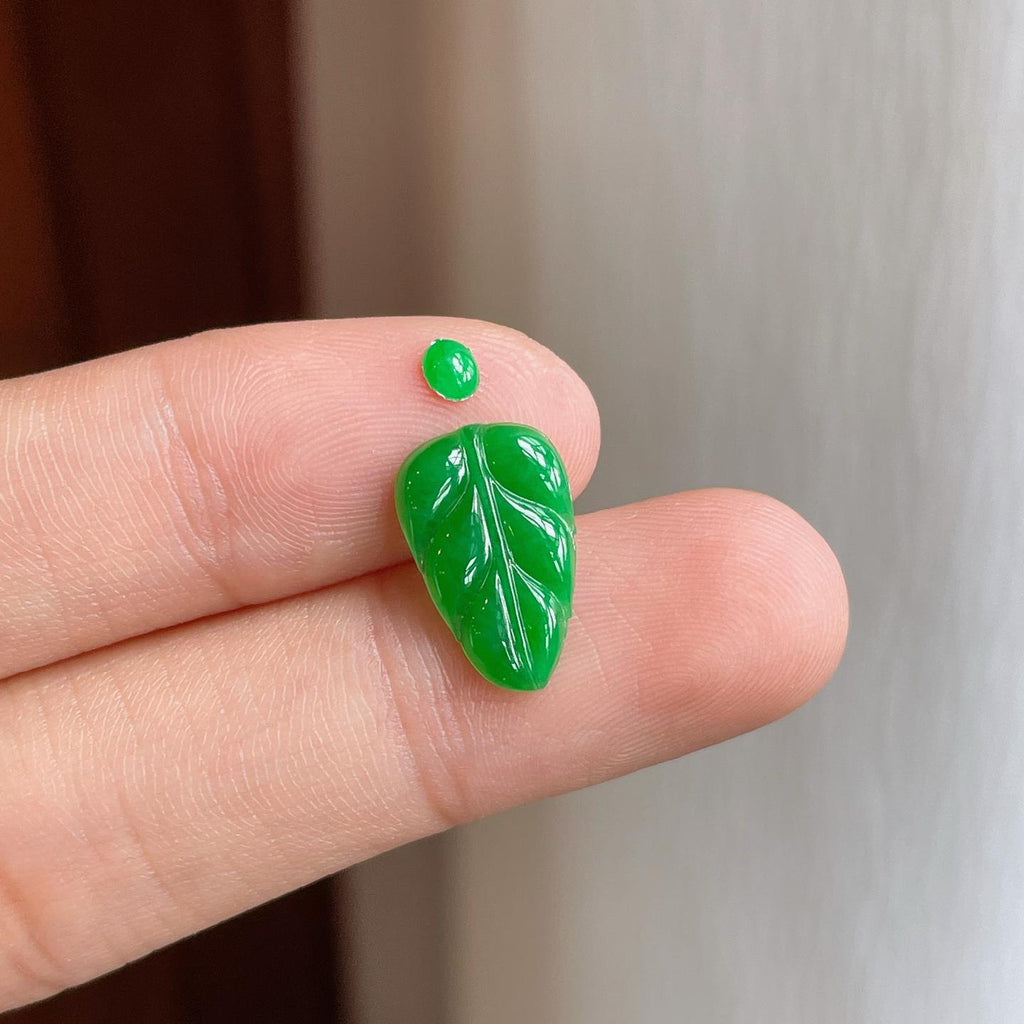 裸石糯种满绿翡翠叶子（yc249145）