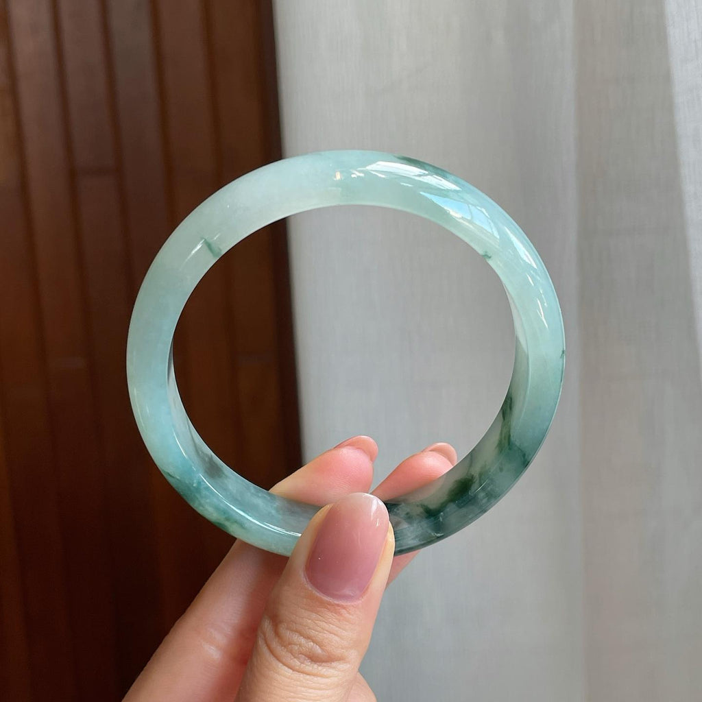 冰种飘花翡翠平安镯（58.8mm)（yc320874）
