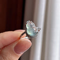 S925银镶冰种飘花葫芦戒指 天然缅甸A货翡翠（yc464709）