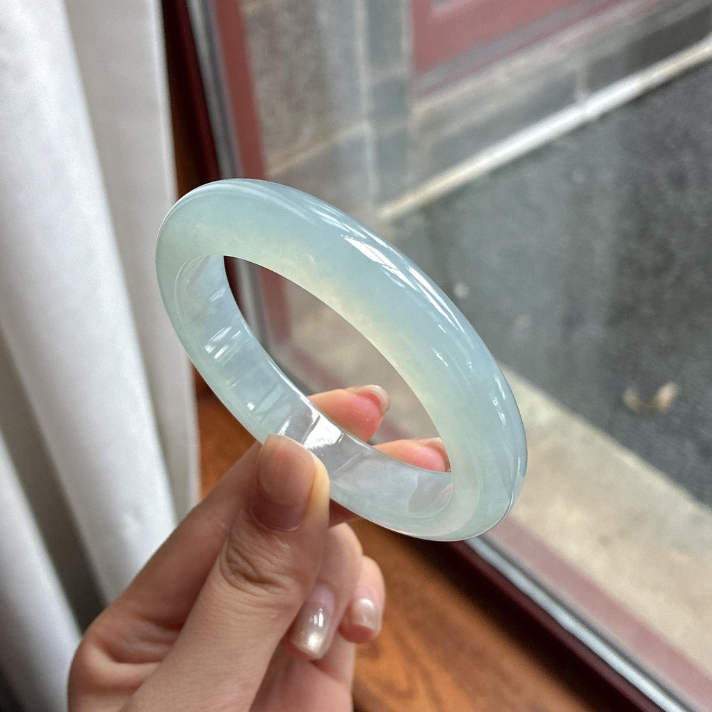 冰种晴底正圈平安镯 55圈 天然缅甸A货翡翠（yc485496）