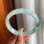 糯冰种飘花翡翠平安镯（58mm）（yc220800）