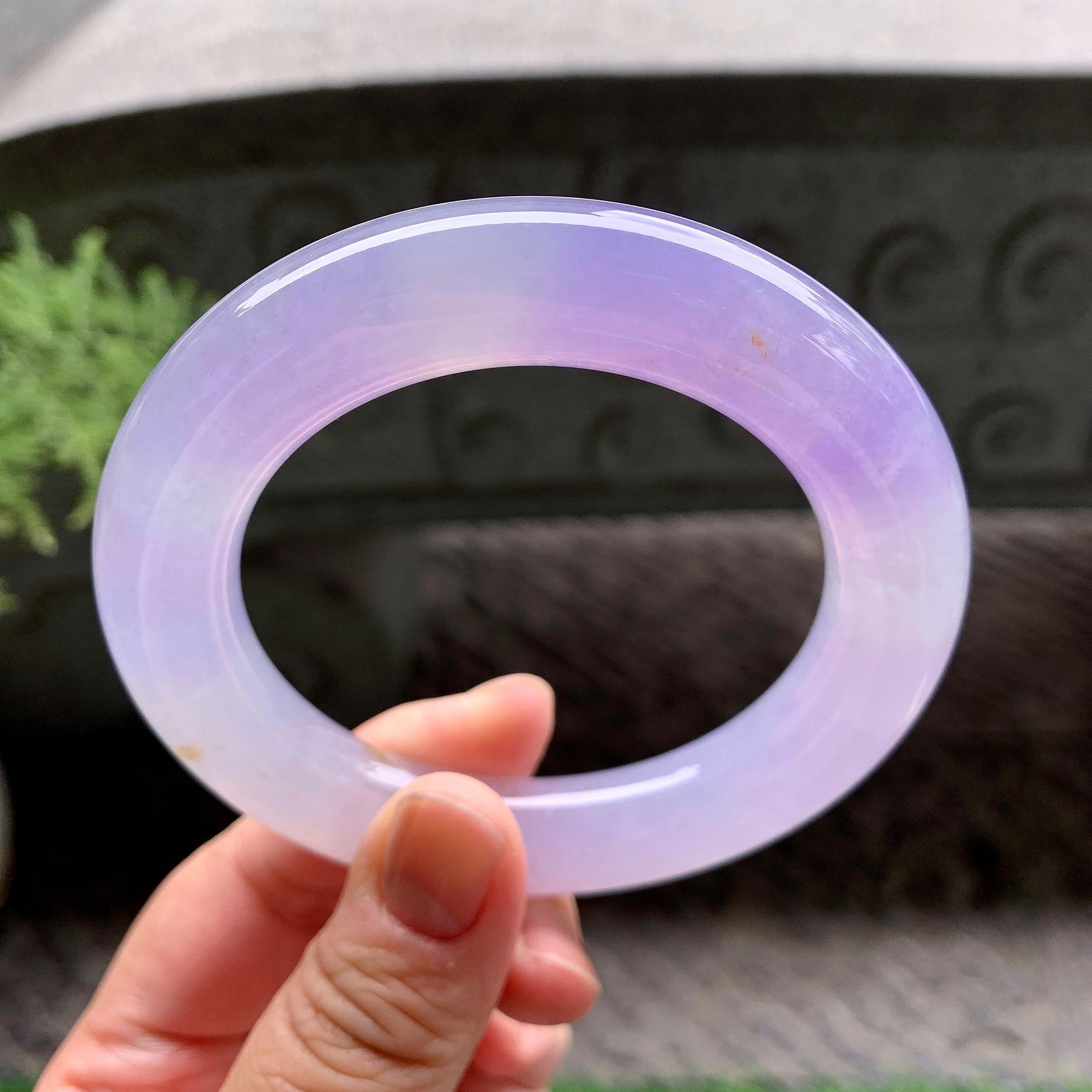 糯冰种紫罗兰洒金圆条手镯（57.3mm）（yc228032）