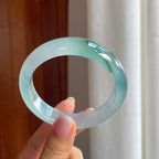 冰种飘花翡翠平安镯（58.5mm)（yc386402）