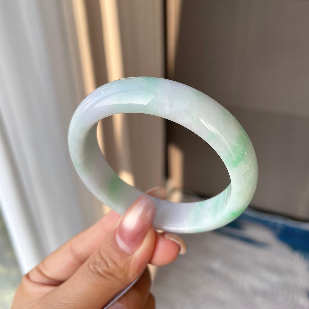 细糯种飘绿平安镯（53.1mm）（yc304262）
