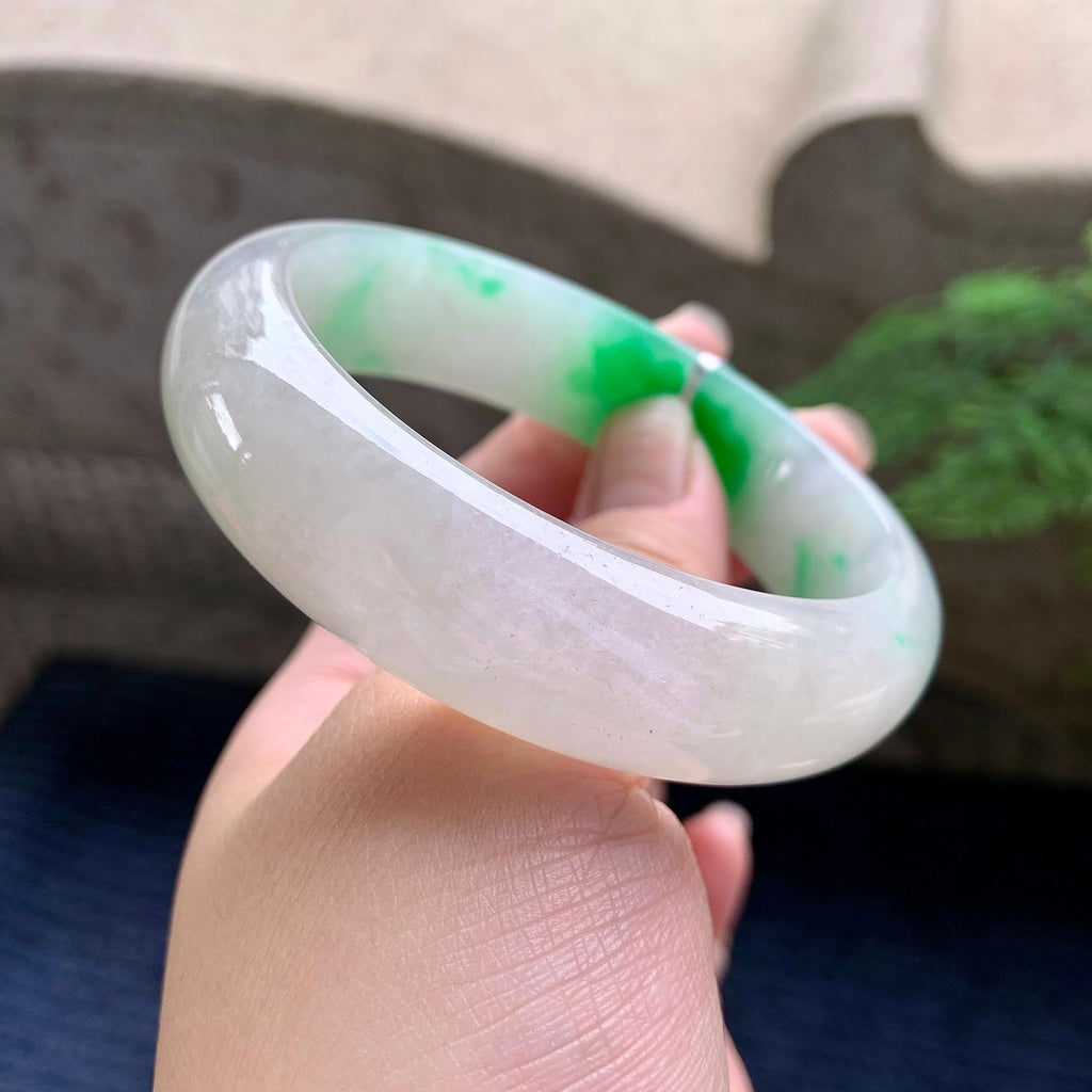 糯冰种飘阳绿宽版轮胎手镯（59.4mm）（yc253810）