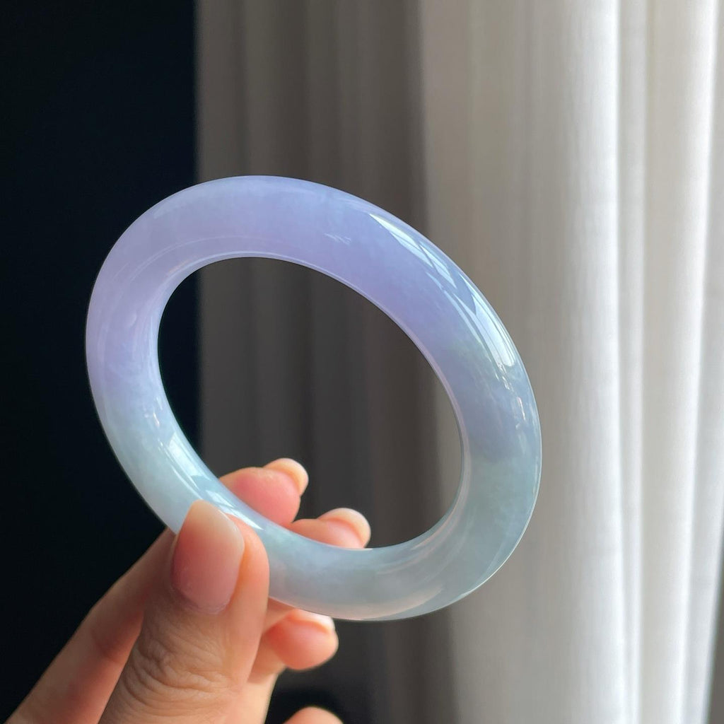 糯冰春带彩翡翠圆条手镯（54mm)（yc389543）