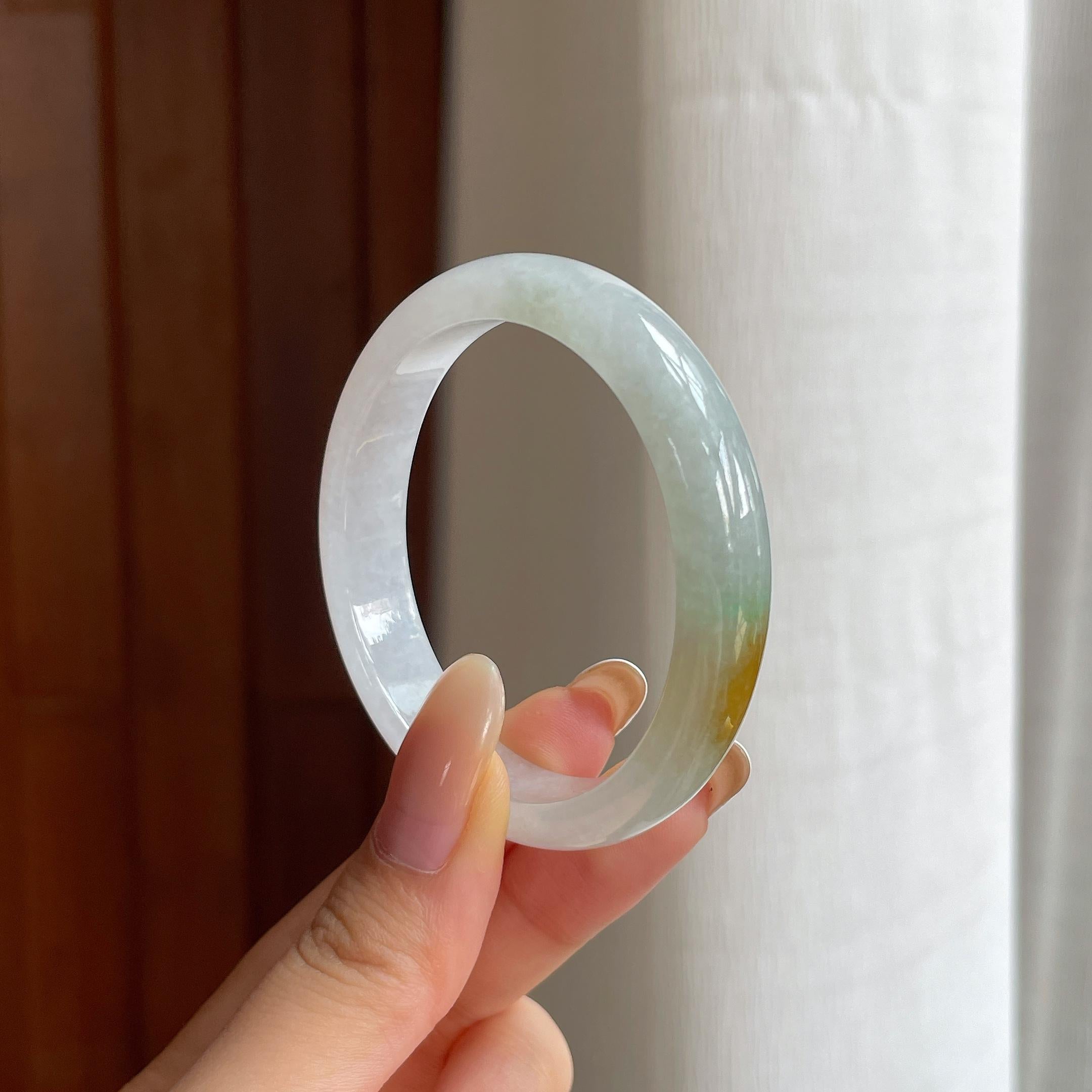 糯冰黄翡翡翠贵妃镯（50.2mm)（yc424980）