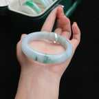 细糯冰飘花正圈翡翠手镯（56.5mm）（yc017162）