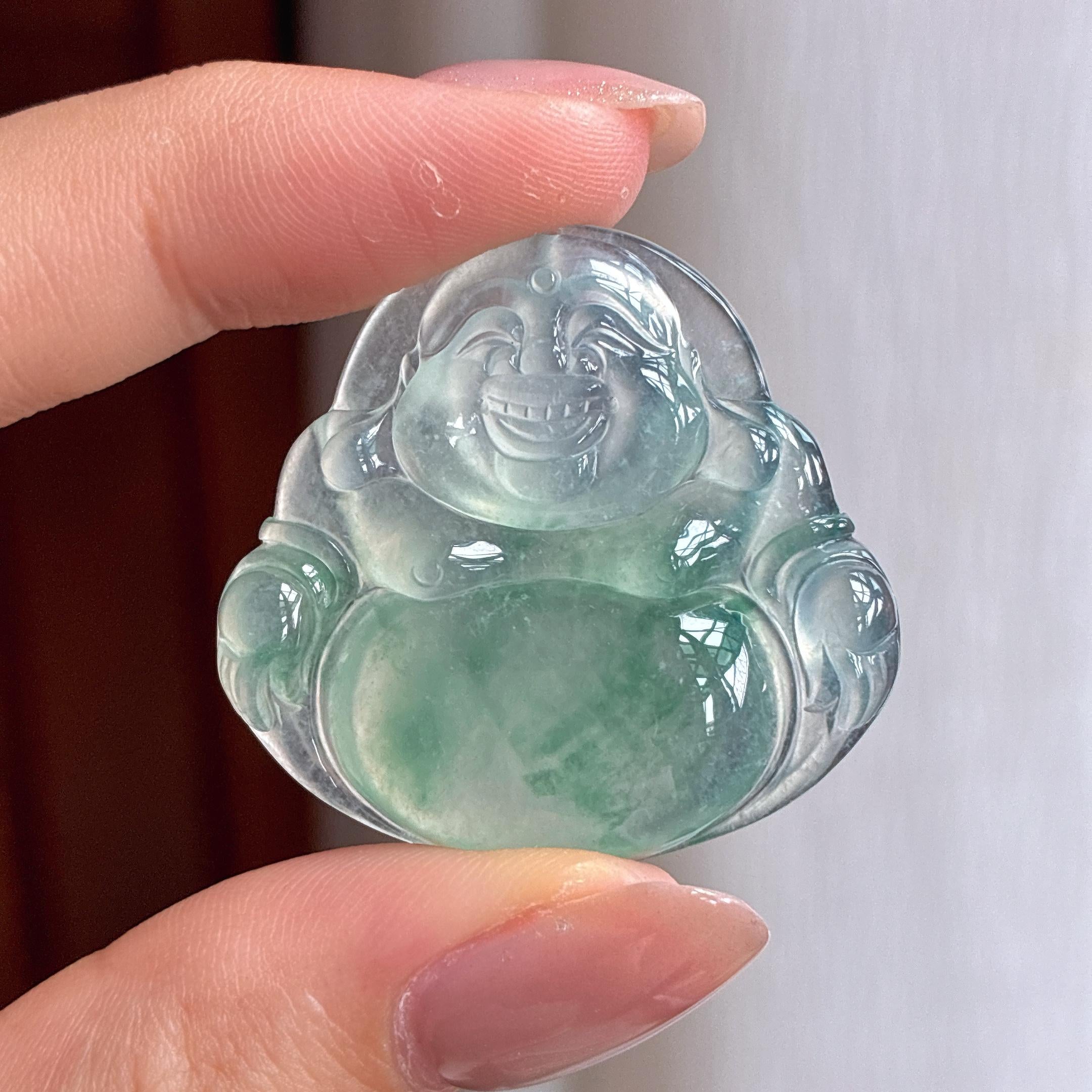 冰种飘花翡翠佛公（yc429072）