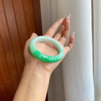 糯冰带色翡翠平安镯（54mm）（yc268218）