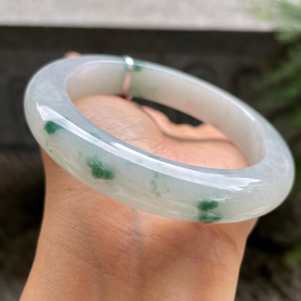 大圈口     细糯种飘花正圈平安镯61.1圈      天然缅甸A货翡翠（yc383112）