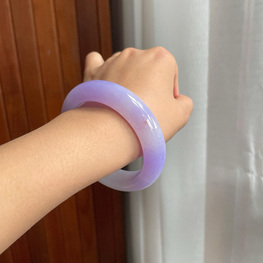 糯冰种紫罗兰翡翠平安镯（56mm）（yc206755）