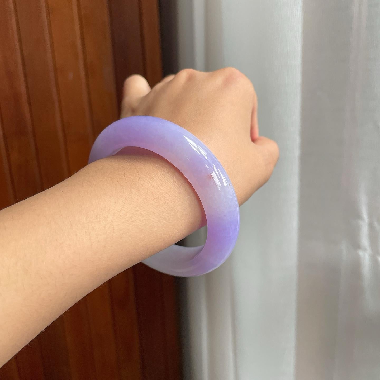 糯冰种紫罗兰翡翠平安镯（56mm）（yc206755）
