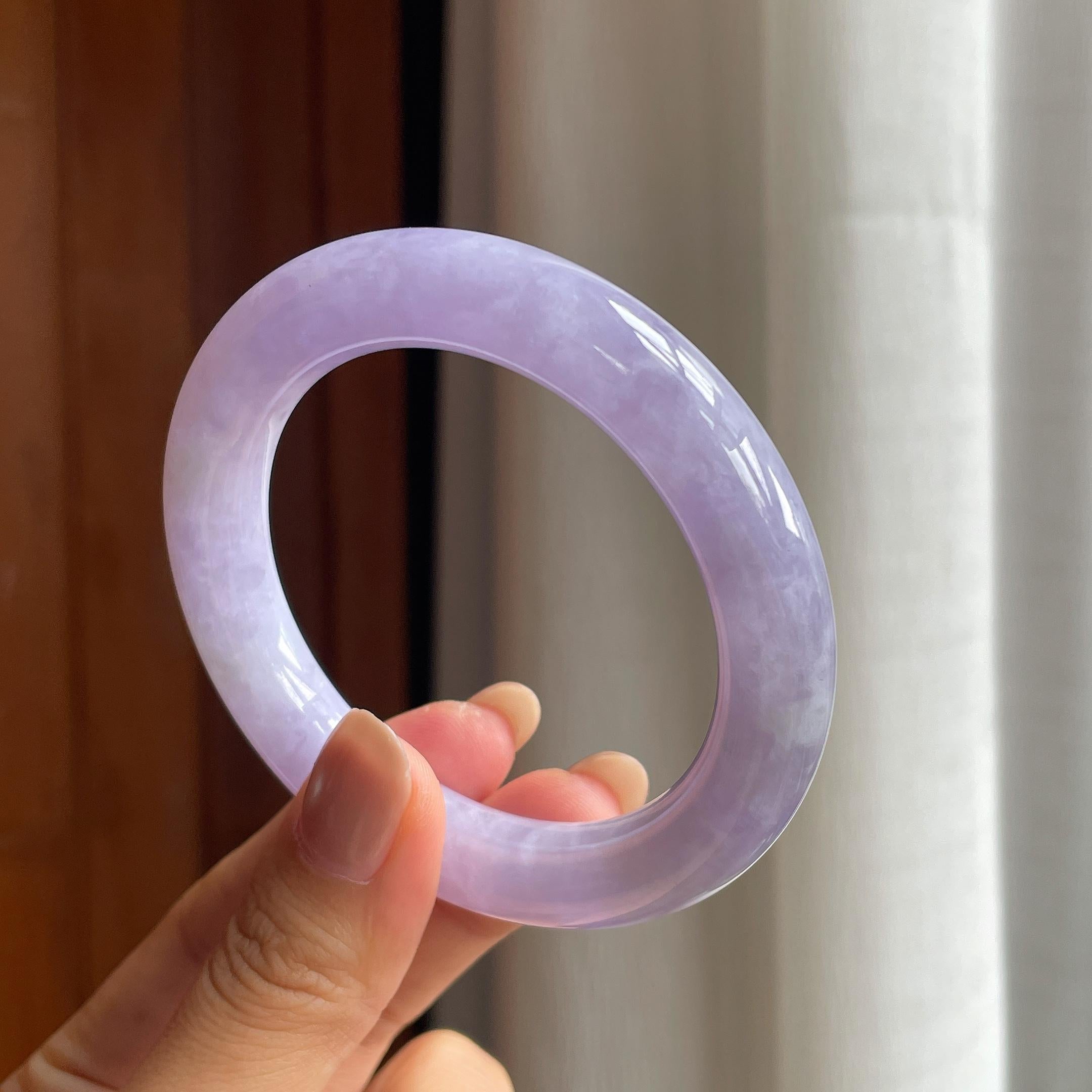 糯冰紫罗兰翡翠圆条手镯（54.6mm）（yc419568）