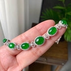 18K金钻镶细糯种满绿蛋面手链（yc230995）