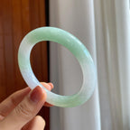 糯冰春带彩翡翠圆条手镯（56mm）（yc284947）